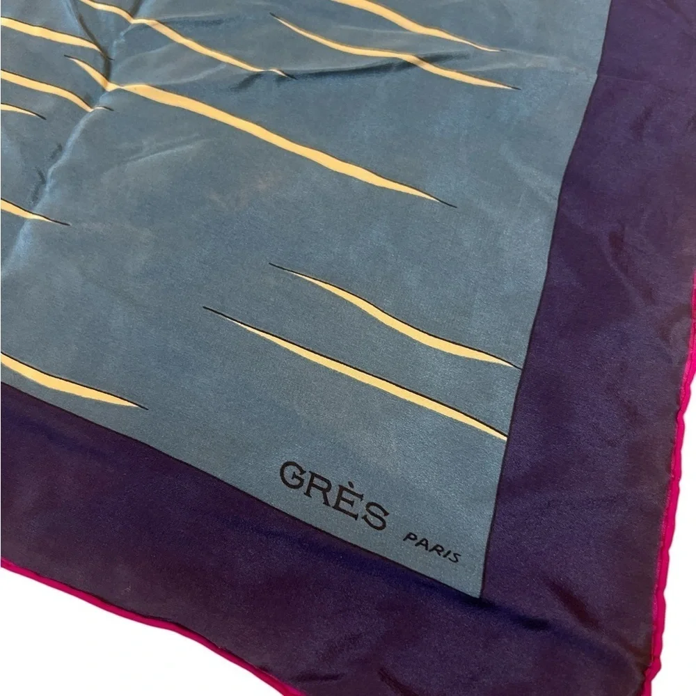 Vintage Grès Paris 100% Silk Scarf Tropical Bird Jungle Print Square